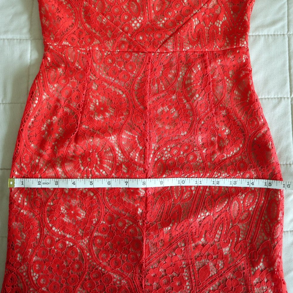 Poppy Red Lace High-Low Lace Dress - Picture 6 of 10